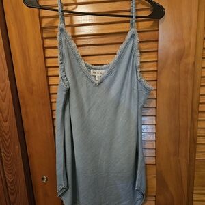 Cloth & Stone Light Blue Frayed Tank Top